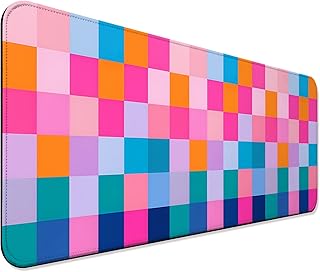 Retro Coloful Checkered Gaming Desk Mat, Computer Keyboard Large Extended Long Mouse Pad for Office and Home, XL (W20)