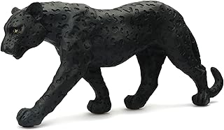 Cheetah Statue Black Panther Leopard Resin Big Cat Sculpture Modern Home Decor Realistic Leopard Sculpture Gift for Home Office Table Top Desktop Decoration 15.5" L X 6.9" H