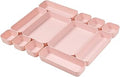 Set Of 12 Pink Color Plastic Desk Drawer Organizers For Makeup Bathroom Office Kitchen Vanity Drawer Storage Box Container