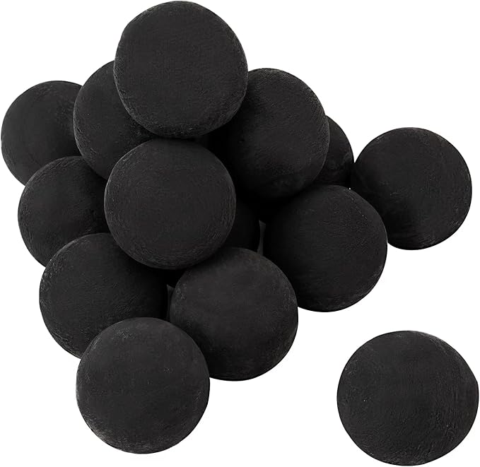 Skyflame Ceramic Fire Balls, Set of 15 Round Fire Stones Set for Indoor and Outdoor Fire Pits or Fireplaces Accessory, 3 Inch, Black