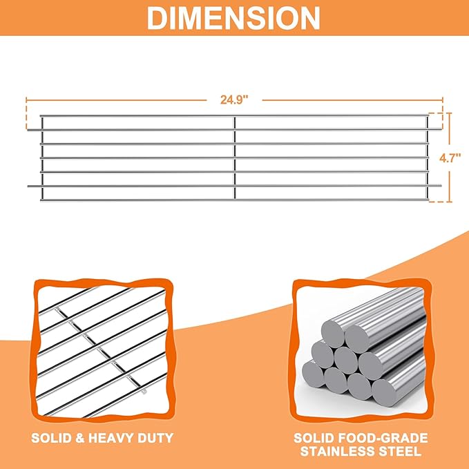 7513 Grill Warming Rack for Weber Genesis 1000 Parts Genesis 1000-5500, Genesis Silver/Gold C & B, 80633 Raised Grill Rack for Weber Spirit 700 Genesis Platinum Grill Stainless Steel 24.9"x4.7"