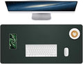 Desk Pad PU Leather Large Mouse Pad Laptop Computer Desk Mat Table Blotter Desktop Waterproof Non-Slip Protector for Office and Home (Dark Green, 80x40cm)