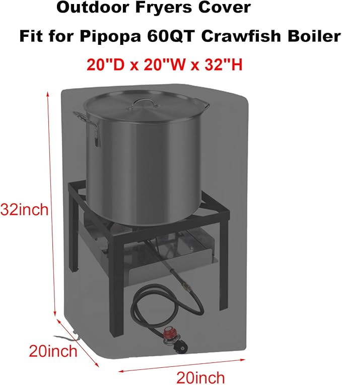Outdoor Fryers Cover for Pipopa 60QT Crawfish Boiler | Seafood Boiling Kit , Waterproof Propane Jet Burner Cover, Dustproof Protect Covers for Outdoor Cooking-20"D x 20"W x 32"H