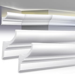 Pushglossy 12 Pcs 47.24"(Total 47.24Ft) Ceiling Crown Molding with LED Duct Kit for Seamless Ambient Accent Lighting Waterproof Channel for Easy LED Trim Moulding Strip Installation