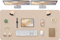 Bloss Extra Large Desk Mat 55" x 24", Non-Slip Dressing Table Cover Protector, Waterproof Student Study Desk Mat, PU Leather Computer Writing Desk Pad for Home Office and Decor - Beige