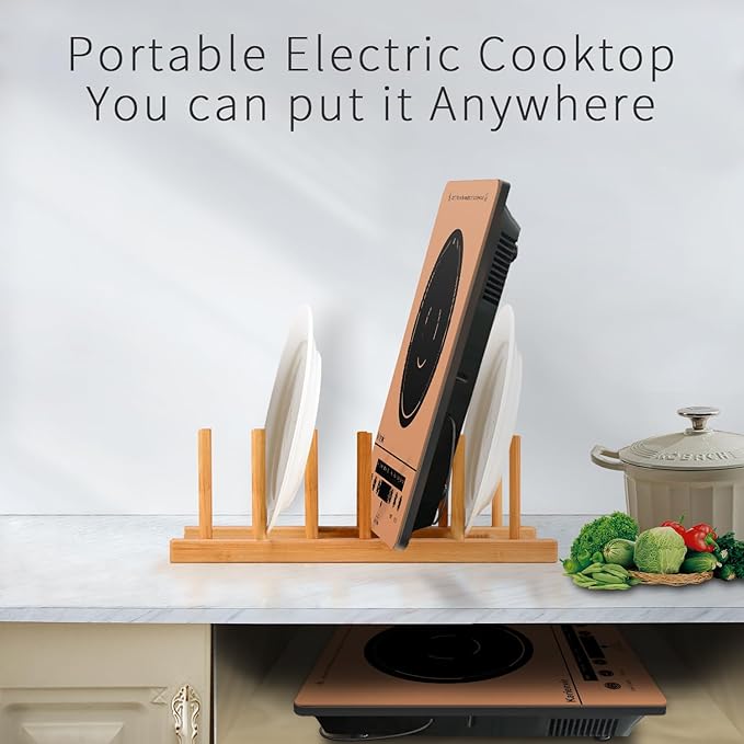 Single Burner Electric Cooktop, Portable Electrics Stove 110v with plug, Touch Stove Electric with Safety Lock, Timer, Kitchen Cooking Cooktop With 9 Power Levels, 1800W(orange)