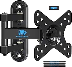 Mounting Dream UL Listed Full Motion Monitor Wall Mount TV Bracket for 10-26 Inch LED, LCD Flat Screen TVs and Monitors, TV Mount with Swivel Articulating Arm, Up to VESA 100x100mm and 33LBS MD2463
