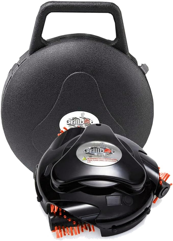Grillbot Automatic Grill Cleaning Robot with Nylon Brushes, BBQ Grill Cleaner, Grill Brush, Grill Scraper, BBQ Accessories (Black, Grillbot and Case)