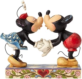Enesco Disney Traditions Collection by Jim Shore Mickey and Minnie Mouse Kissing Figurine- Resin Hand Crafted Painted Collectible Disney Figurines Decorative Home Decor Statue, 6.5 Inch