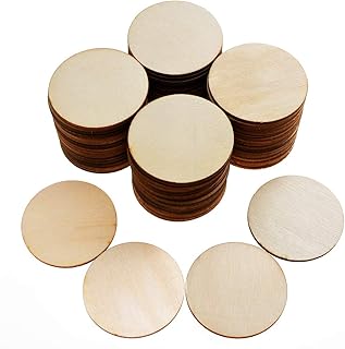 100 Pieces Unfinished Wood Circle - 2 Inch Round Disc Blank Natural Wooden Cutout Ornaments for Decoration DIY Craft Art Supplies, 0.11 inch Thick