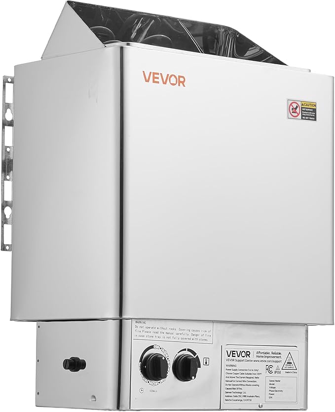 VEVOR Sauna Heater, 6KW 240V Electric Sauna Stove, Dry Steam Bath Saunas Stove with Pre-Drilled Bracket, Fit 176.5 to 317.8 CU.FT Saunas Rooms, Steam Bath Stoves for Home, Commercial, Leisure Venues
