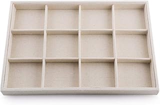 Oirlv Stackable 12 Girds Jewelry Trays Jewelry Storage Tray Showcase Display Organizer(13.8" X 1.4"X 9.4")