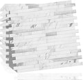 DICOFUN 10-Sheet Peel and Stick Backsplash Tile, Faux White Marble Look PVC Mixed Metal Stick on Backsplash Tiles for Kitchen and Bathroom, 9.4 sq.ft