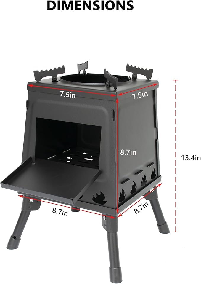 Wood Burning Stove, Portable Camping Wood Stove, Backpacking Folding Tent Heater, Small Outdoor Camp Stove with Carrying Bag, for Cooking Heating Picnic hiking BBQ Travel RV