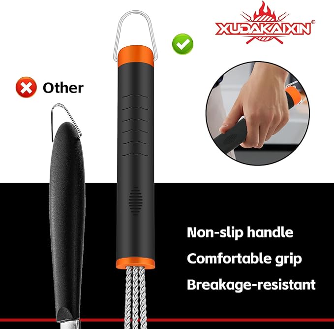 XUDAKAIXIN Grill Brush and Scraper, Safe Nylon Bristles Barbecue Outdoor Grill Brush for Cooled Grates, Extra Strong BBQ Cleaner Accessories (Blue)