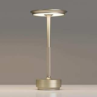 TBBGA 1 Pack Rechargeable Table Lamps Cordless, Portable 5000mAh Outdoor Table Light, 3 Color Stepless Dimming LED Table Lamp with Memory Function, for Home/Dinner/Patio/Restaurant.(Champagne Gold)