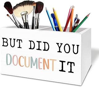 Funny Office Pen Holder for Desk, But Did You Document It Wooden Box Sign Desk Decor for Office Workplace Decoration, Humorous Pencil Organizer, Funny Sarcastic Gifts for Coworker