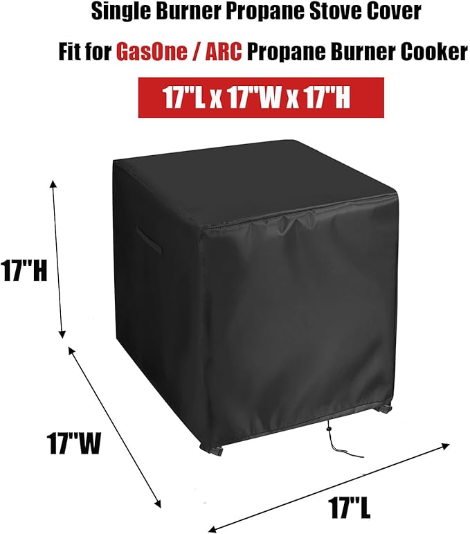 Single Burner Propane Stove Cover Fit for GasOne / for ARC, Waterproof Outdoor Camping Stove Cover, Propane Gas Cooker Covers For Turkey Fry, Seafood Boil - (17x17x17 inch)