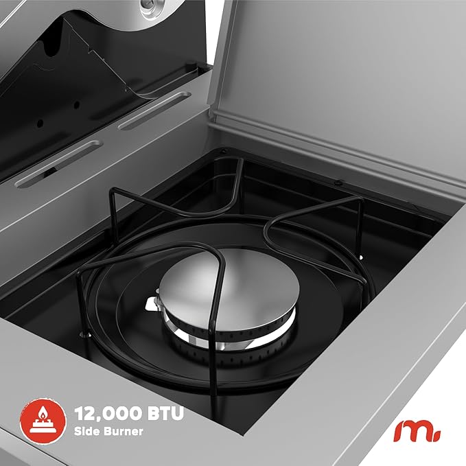 Megamaster Stainless Steel 6-Burner Propane Gas Grill with Side Burner, Barbecue Grill with Temperature Gauge, 66,000 BTUs, 737 SQ. In. Cooking Area, Outdoor BBQ Grill for Backyard Patio - 720-0983CB
