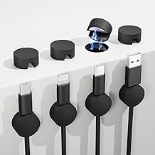 Roctee 8 Pack Magnetic Wire Clips, Magnet Cord Organizer Wire Management Cable Mounts, Charging Phone Cable Holder for Nightstand Desk Office Workspace Car Indoor Outdoor Christmas Wiring Decoration