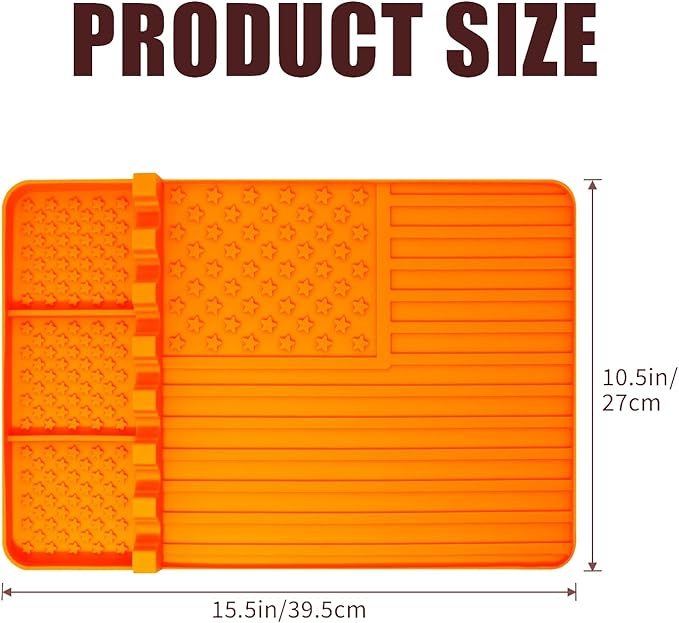 2 PCS Silicone Grill Mat Compatible with Blackstone, BBQ Griddle Tools Mat with Drip Pad, Spatula Mat for Outdoor Kitchen Counter, Gifts for Men (orange-2)