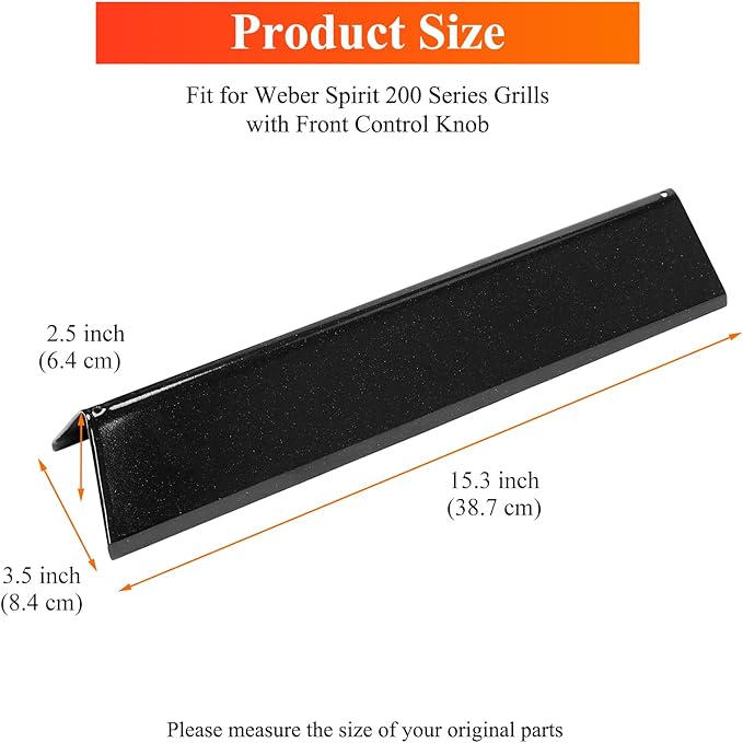 Hisencn 7635 15.3 Inch Flavorizer Bars for Weber Spirit I & II 200 Series - E210 S210 E220 S220 with Front Control Knobs, Porcelain Enameled Flavor Bars for Weber GS4 Spirit Grill Replacement Parts