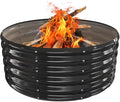 YSEJOMP 40 Inch Round Galvanized Fire Pit Ring/Fire Ring - Foldable and Perfect for Outdoor Gatherings and Campfires in The Yard/Garden/Park/Beach (Black+Gray, 3.3 FT Diameter+1.5 FT Tall)