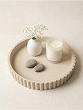 11-Inch Concrete Round Tray Home Decor for Coffee Table Decor - Round Coffee Table Tray - Circular Kitchen Island Trays - Decorative Trays- Beige