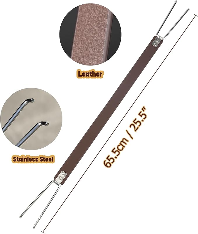 onlyfire Fire Pit Carrying Handle for 27" Yukon Solo Stove Smokeless Fire Pit & Smaller, Heavy-Duty PU Lifting Strap with Stainless Steel Hooks for Camping Outdoor, Suitable for Bonfire, Breeo, Tiki