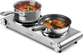 CUSIMAX Electric Hot Plate, 1800W Double Burner, Cast Iron Countertop Cooktop, Hot Plates for Cooking, Portable Countertop Stove, Compatible with all Cookwares, Upgraded Version