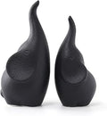Ceramic Elephant Figurines with Trunk Up, Pair Couples Loving Elephant Statue, Small Figurines Sculpture African Home Decor, Valentine Elephants Gifts for Women, Wedding Knick Knacks（Black）