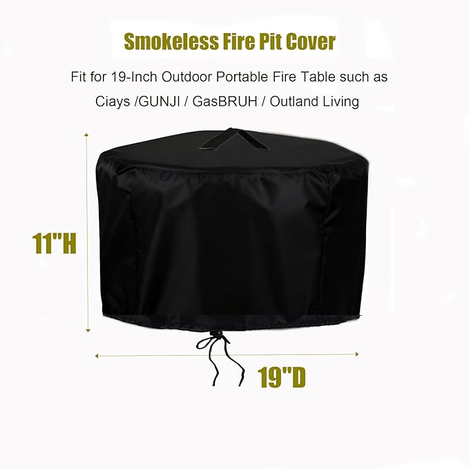 Propane Fire Pit Covers 19-inch for Outland Living Portable Propane Fire Pit, Waterproof Firebowl Covers Outdoor Firepit Cover-19" D x 11" H
