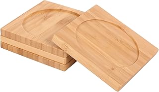BambooMN Heavy Duty Bamboo Coasters - 3.75" x 3.75" - Square - 10 Piece Coaster Set