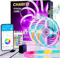 CHARKEE 130ft LED Strips Lights (65.6ft*2) Full Color Sync Music, Dimmable and Color Changing RGB LED Strip Lights, 24 Volt Bluetooth Flexible LED Lights for Bedroom,Family,DIY(Smart App+Remote)