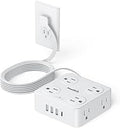 6.5Ft Power Strip with Surge Protector, 8 Outlets 4 USB Ports Extension Cord, Flat Plug Charging Station for Home Office Desk & College Dorm Essentials, White