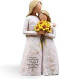 Mom Birthday Gifts from Daughter, Gifts for Mom, Hand-Painted Mother Daughter Figurine Holding Sunflowers, 5.7" Resin Keepsake for Mothers Day, Christmas, Mother of the Bride(White)