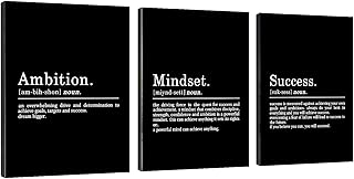 Inspirational Canvas Painting Wall Art -EPHANY ART,Mindset Quotes Prints, Success Framed Entrepreneur Poster Positive Quotes Wall Poster for Home Office Workplace (M-3pcs,12x16inchx3pcs)
