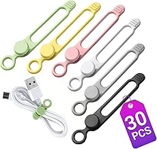 30 Pcs Silicone Cable Ties, Reusable Data Cable Organizer Wire Organizers for Office, Multipurpose Elastic Cord Wraps Cable Management for Charging Cord,Appliances,Home,Office,Kitchen,School,Travel