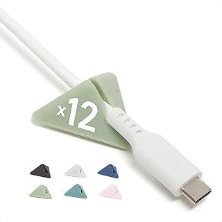 U Brands Tech Classics Silicone Pyramid Cable Clips 12 Pack, Assorted Colors Adhesive Cord Organizer, Cable Management Clips for Desk, Office, and Travel