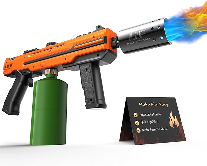 Propane Torch Gun, Adjustable Flame Blow Torch for Cooking, Powerful Grill Torch and BBQ Torch for Charcoal, Fire Torch for Searing Steak, Camping and Outdoor Use (Tank Not Included)