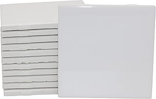 Creative Hobbies 12 Pack of Glossy White Glazed Ceramic Tiles for Alcohol Ink Painting, Decorating, Arts & Crafts, 4.25 x 4.25 Inch Square, Ready-to-Paint Ceramics