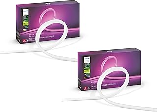 Philips Hue Outdoor 16-Foot Smart LED Light Strip, 2 Pack, White and Color Ambiance, LED Strip Light Requires Hue Bridge, Weatherproof, Control with Hue App, Works with Voice