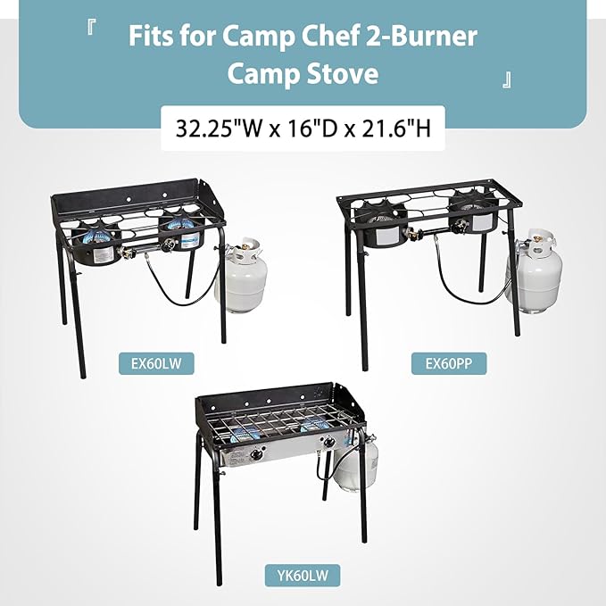 SHINESTAR Patio Cover for Camp Chef 2 Burner Stove, Also Fit Gas One B-5000 and More, Heavy Duty & Waterproof, 32.25W x 16D x 21.6H, Black
