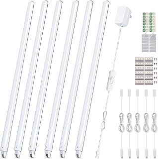 Cefrank 6-Pack 12 Inch Seamlessly Linkable LED Under Cabinet Lighting Strip Light Bars for Cabinet, Kitchen, Shelf, Workbench, Cupboard, 1200 Lumen Cold White 6000K