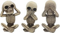 Ebros Gothic Alchemy Whimsical See Hear Speak No Evil Baby Skeletons Statue Set of Three 4.25" High Halloween Decor Ossuary Graveyard Macabre No Evils Skulls Skeletons Skeletal Figurines