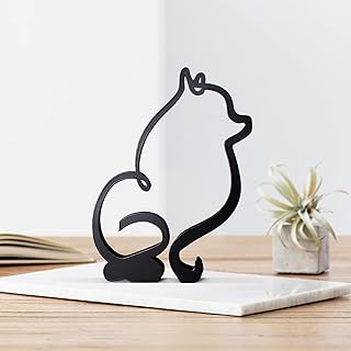 KOLYMAX Dog Minimalist Art Wall Sculpture, Abstract Metal Wire Geometric Line Drawing Art Statue (Pomeranian)