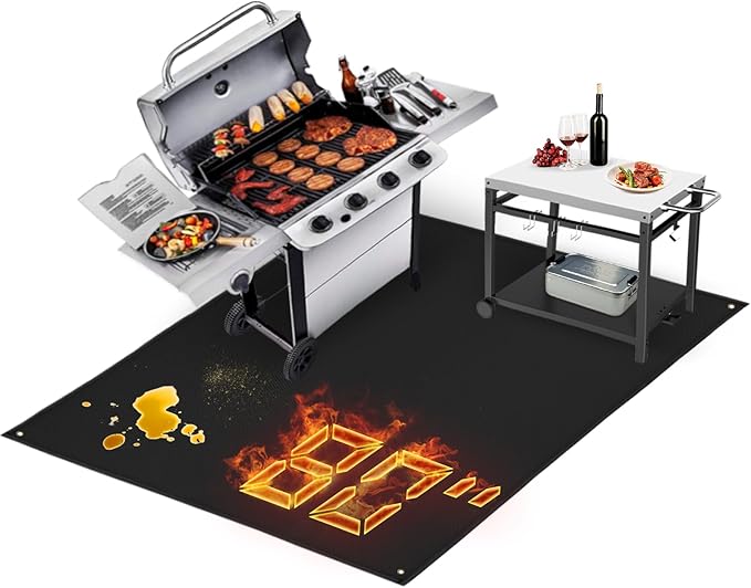 TOHONFOO 80 x 48 in Large Grill Mats for Outdoor Grill - BBQ Grill Mats to Protect the Deck, Patio, Pavers - Easy to Clean Grilling Mats - 1mm