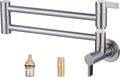 Pot Filler Faucet Brushed Nickel, ARCORA Modern Pot Filler Wall Mount 2 Handle with Double Joint Swing Arms Brass Stove Faucet