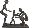DreamsEden Cast Iron Family Figurines Statue, Rustic Home Decor Art for Mother Father, 6th Year Iron Anniversary, Handmade Metal Sculpture (Family of 3)