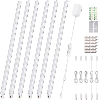 Cefrank LED Under Cabinet Lighting 6-Pack 12 inch Seamlessly Linkable Strip Light Bars for Cabinet, Kitchen, Shelf, Workbench, Cupboard, 1200 Lumen, Warm White 3000K